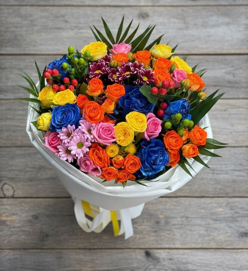 Букет цветов из: Розы и Хризантемы в Новохопёрский