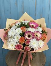 Букет цветов из:  Розы, Герберы и Хризантемы в Новохопёрский