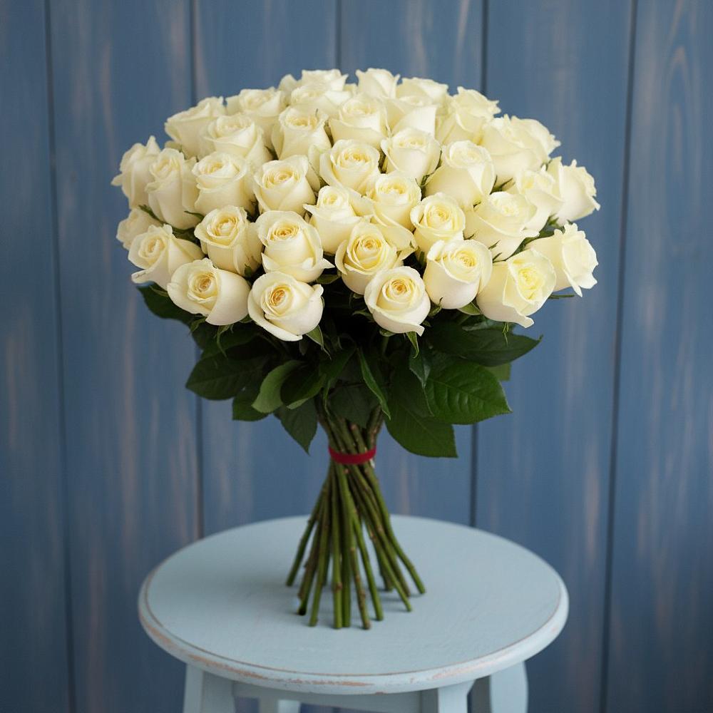 Букет 51 Белая роза Эдлесс Лав в Новохопёрский