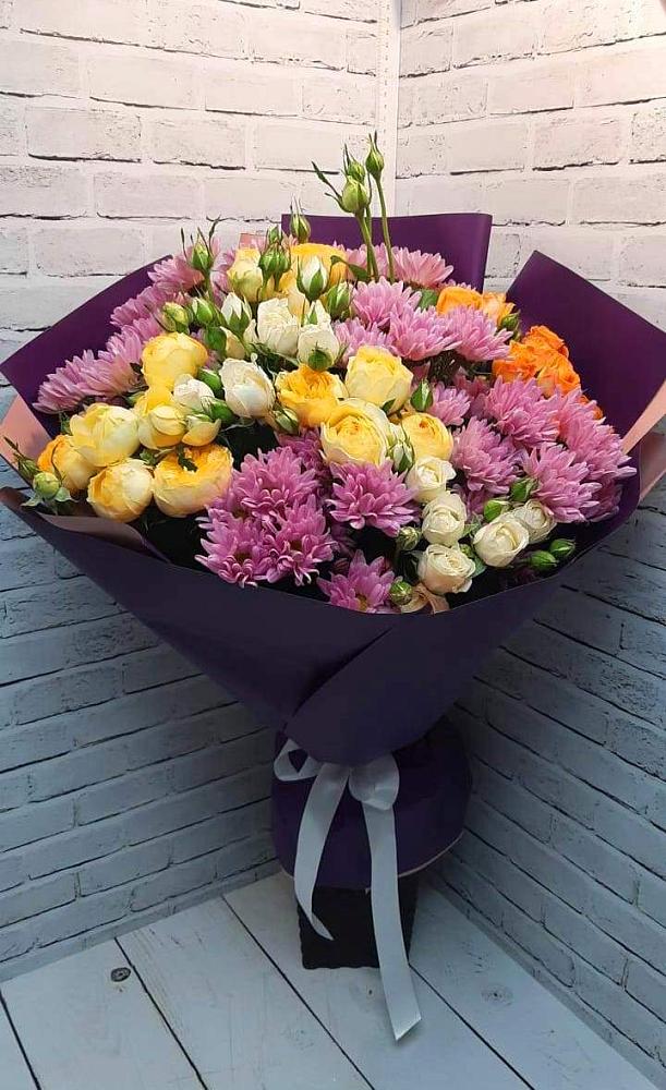 Букет цветов из: Хризантемы и Розы в Новохопёрский