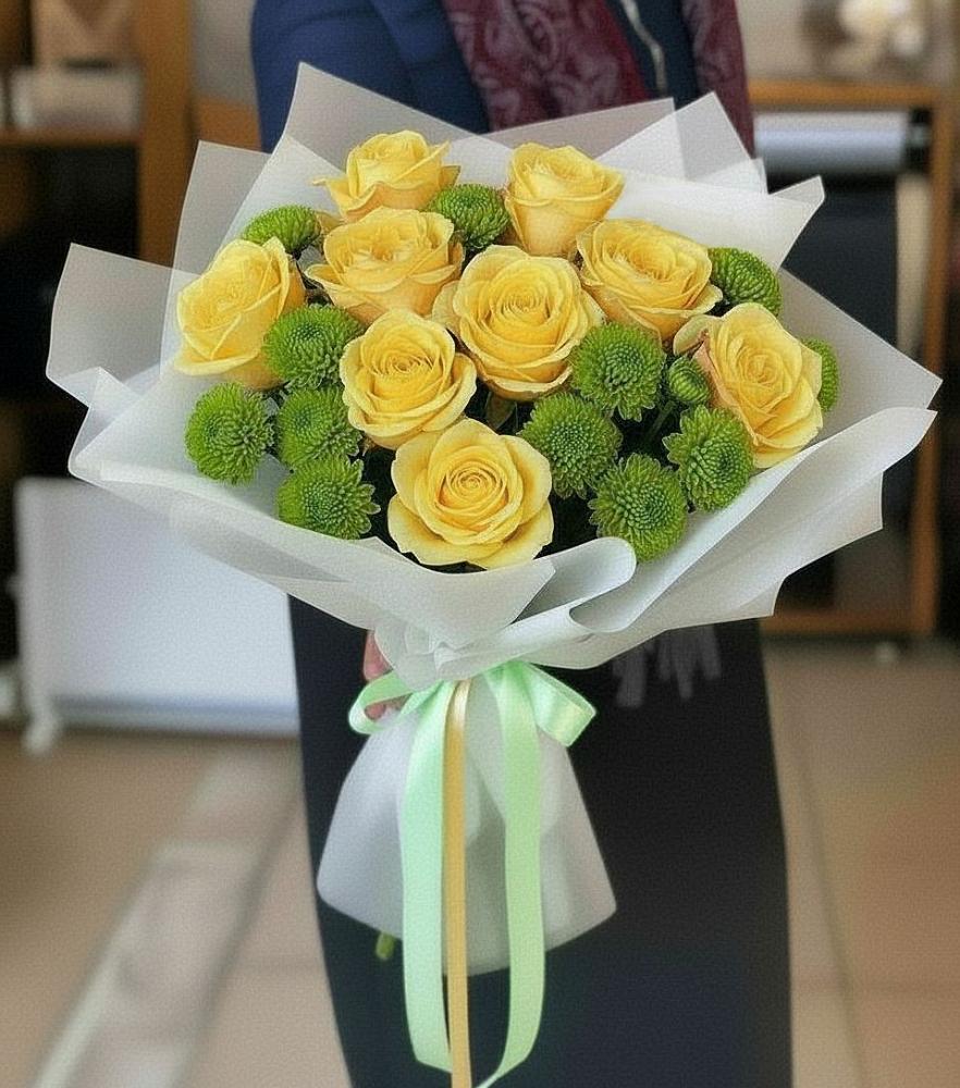 Букет цветов из: Хризантемы и Розы в Новохопёрский