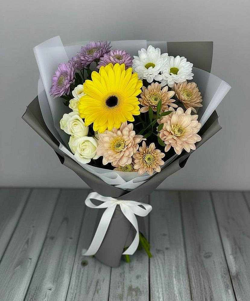 Букет цветов из: Розы, Герберы и Хризантемы в Новохопёрский
