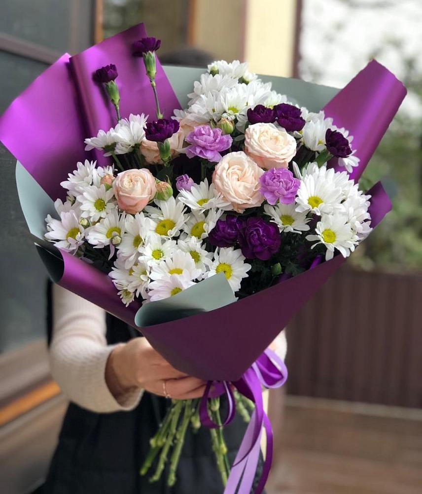 Букет цветов из: Хризантемы, Гвоздики и Розы в Новохопёрский