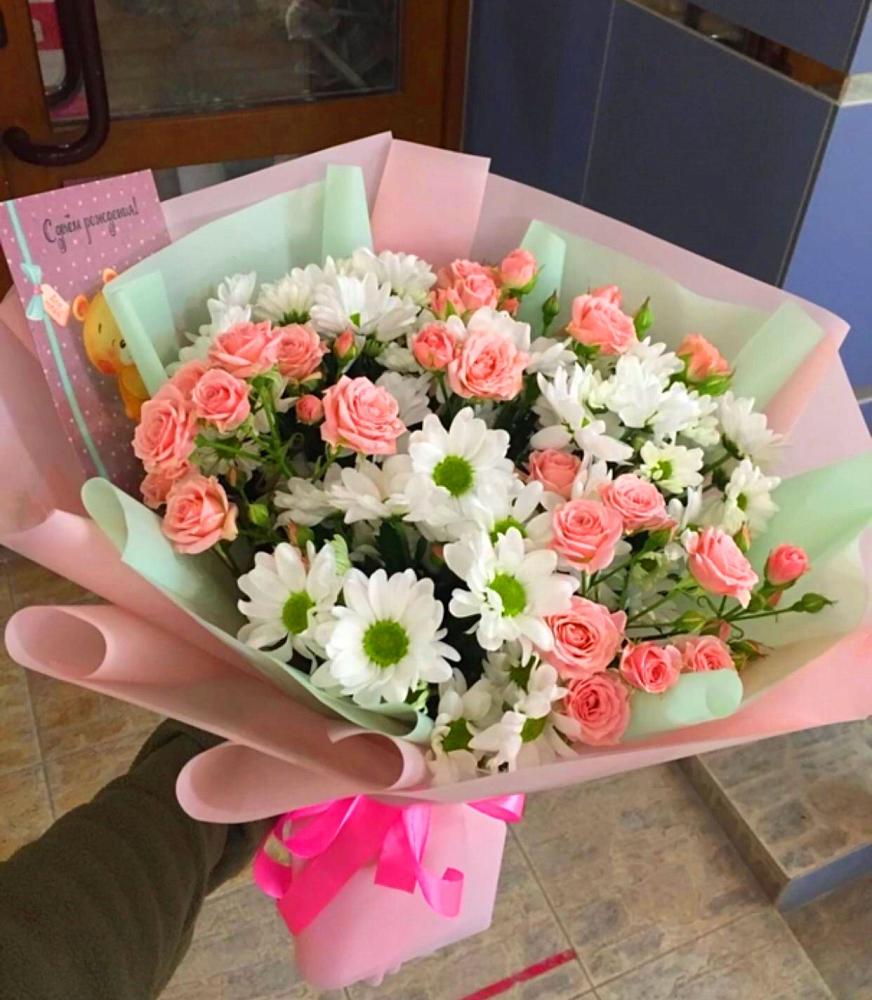 Букет цветов из: Розы и Хризантемы в Новохопёрский