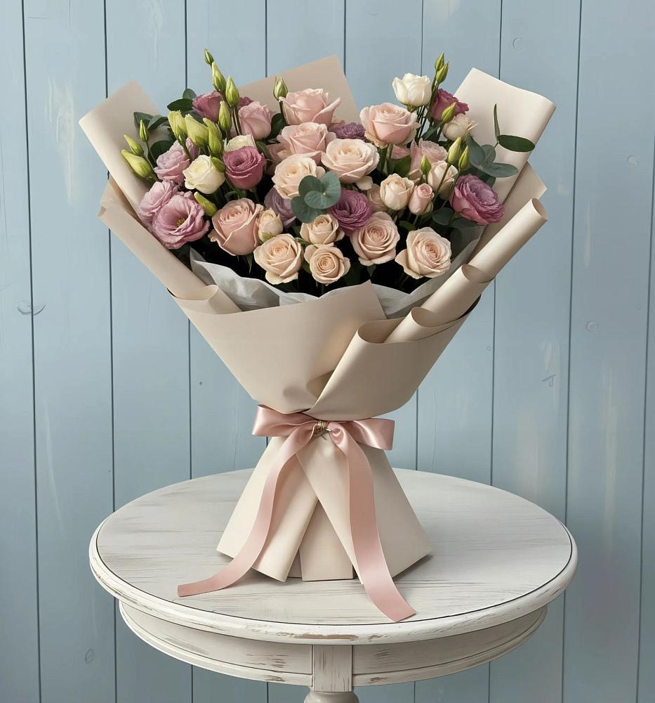 Букет цветов из: Розы и Лизиантусы в Новохопёрский