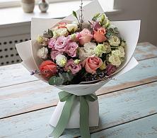 Букет цветов из:  Розы, Лизиантусы и Гвоздики в Новохопёрский