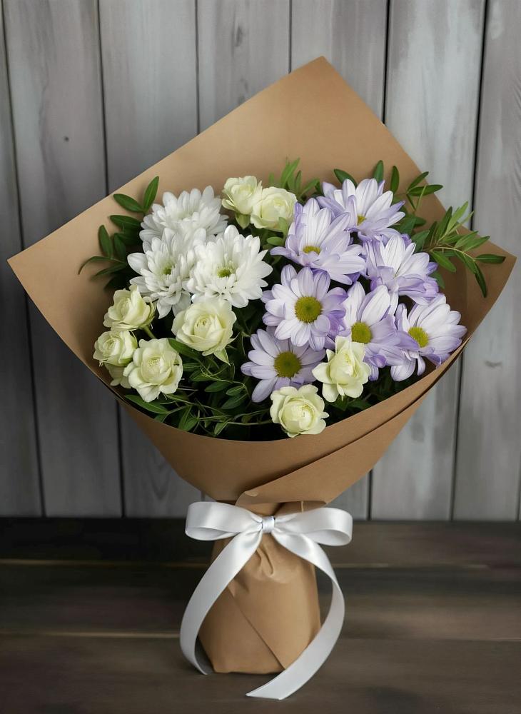 Букет цветов из: Хризантемы и Розы в Новохопёрский